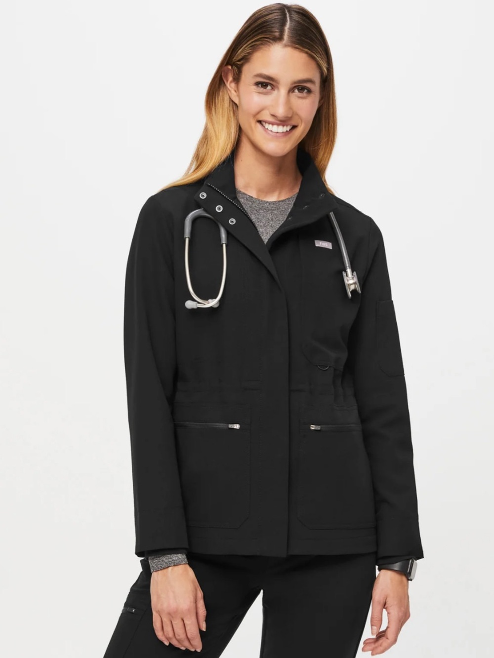 FIGS Women's Black FION× Page Scrub Jacket Size XL